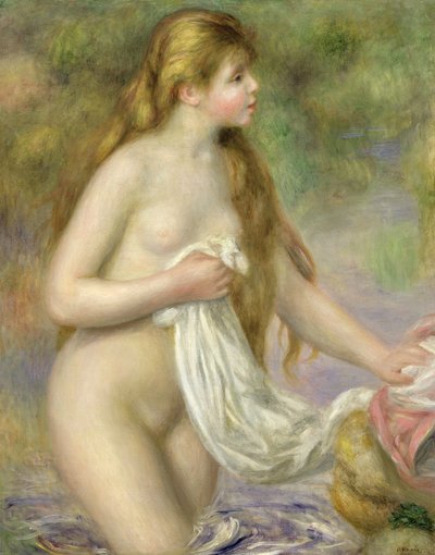 Bader met lang haar, c.1895 door Pierre Auguste Renoir